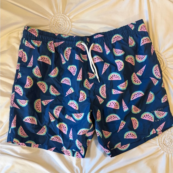 Coastal Swell Other - Men’s Navy Watermelon Print Swim Trunks